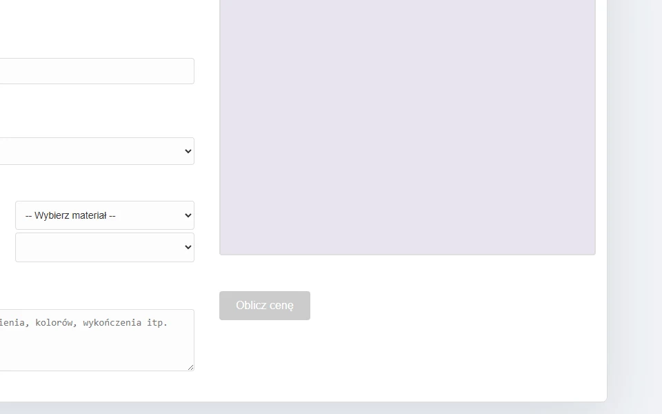 Drugi kadr interfejsu kalkulatora Woo3D